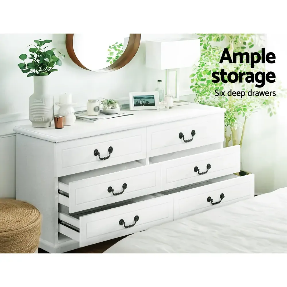 Chest of Drawers Dresser Table Lowboy Storage Cabinet White KUBI Bedroom Price