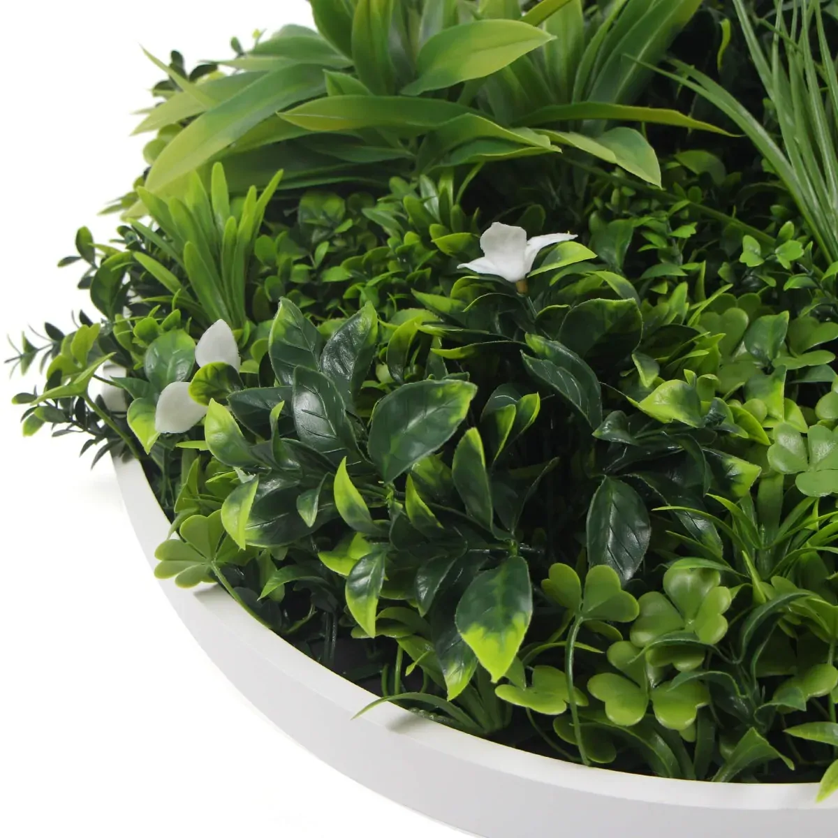 Flowering White Artificial Green Wall Disc UV Resistant 50cm Price