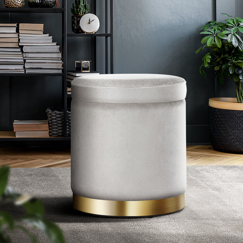 Ottoman Foot Stool with Storage Round Velvet Foot Rest Pouffe Footstool Price