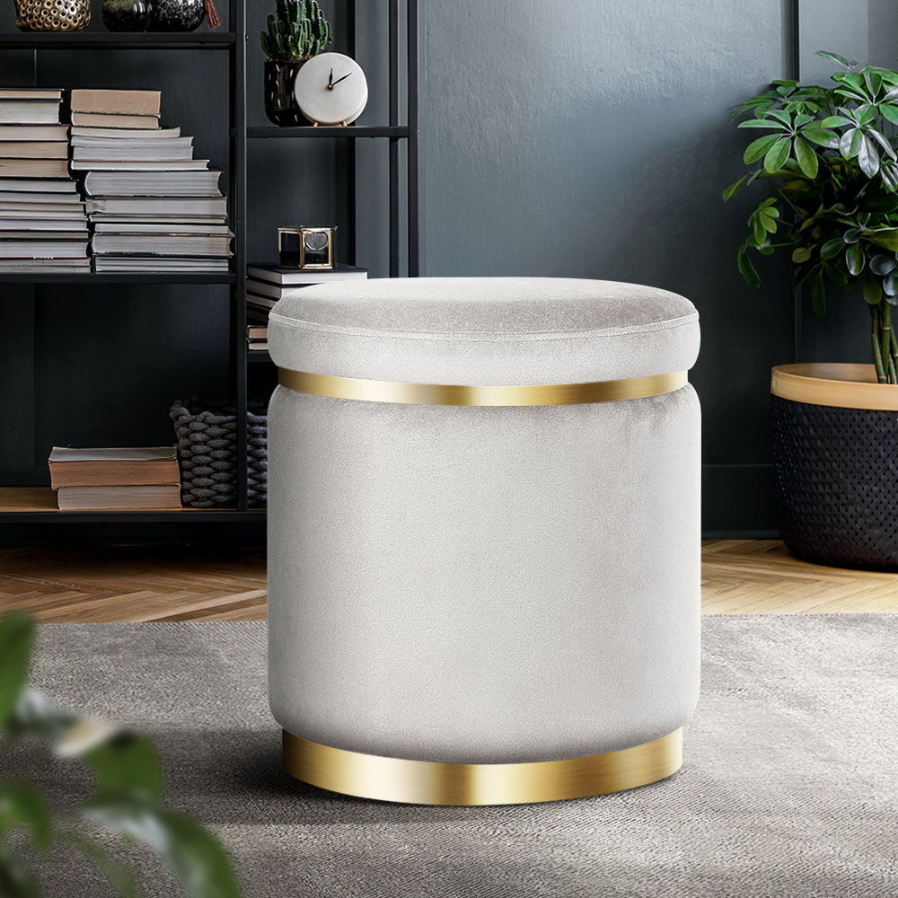 Round Velvet Ottoman Foot Stool Foot Rest Pouffe Padded Seat Footstool Price