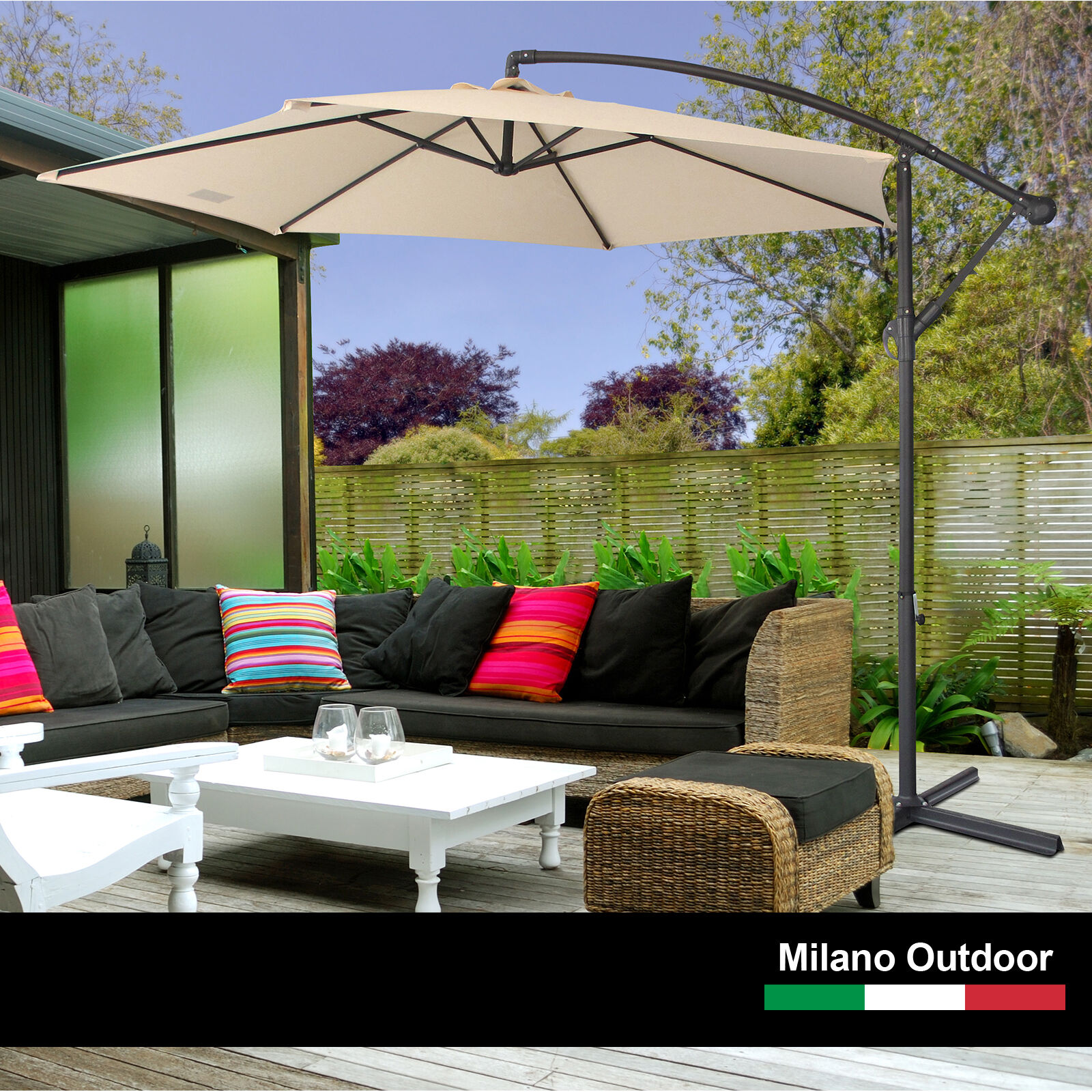 3M Outdoor Umbrella Cantilever With Protective Cover Patio Garden Shade Price
