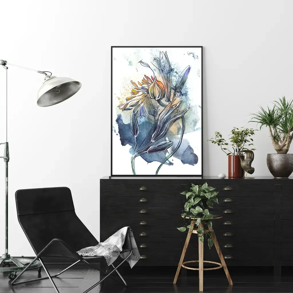Watercolor Style Abstract Flower 3 Sets Black Frame Canvas Wall Art Price