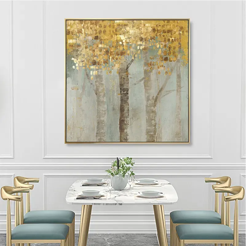 Golden Leaves 2 Sets Gold Frame Canvas Wall Art Price