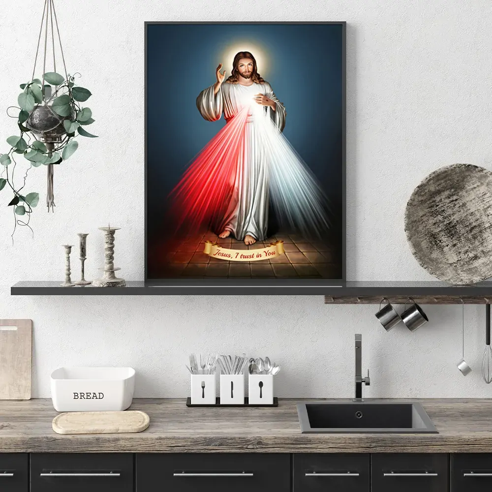 Jesus Divine Mercy I Trust In You Black Frame Canvas Wall Art Price