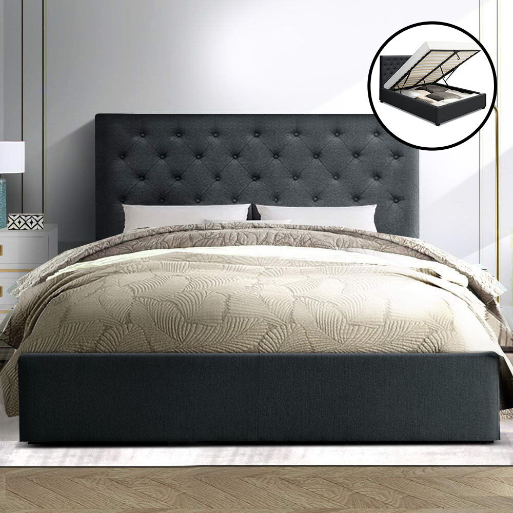 Glenroy Bed Frame Gas Lift Base With Storage Fabric Vila Collection Price