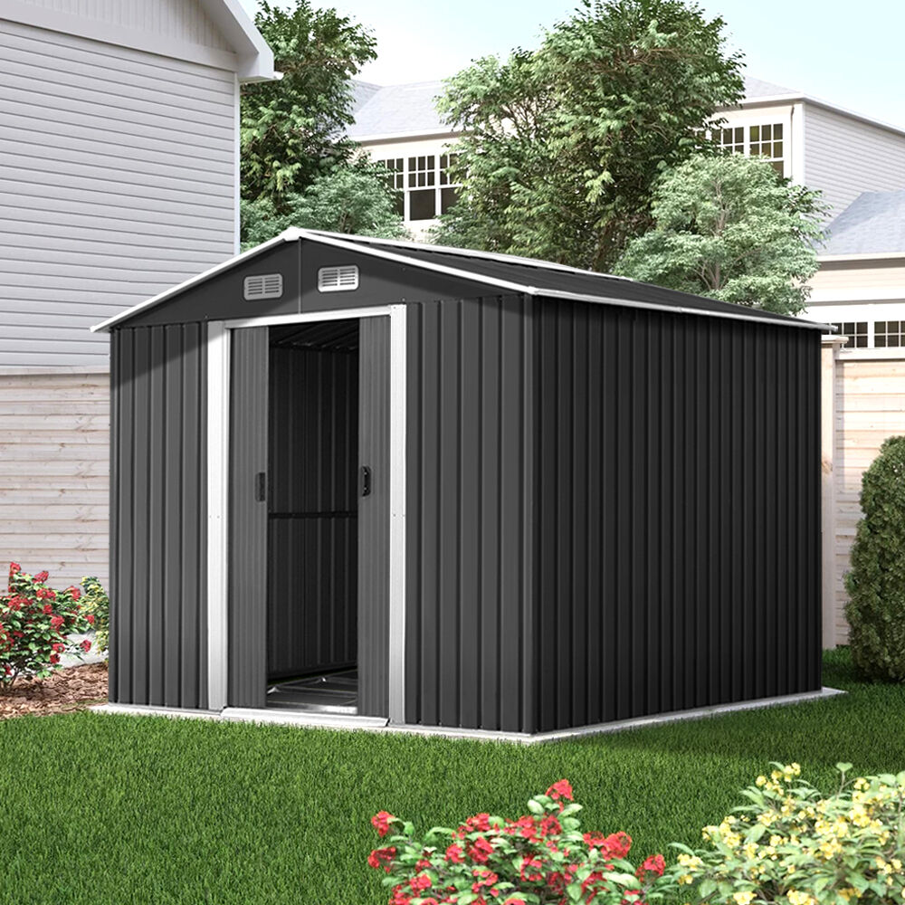 Garden Shed Outdoor Storage Sheds Workshop Metal Base Grey Price