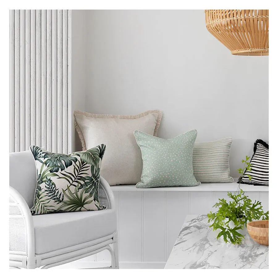 Cushion Cover-Coastal Fringe Black-Paint Stripes Price