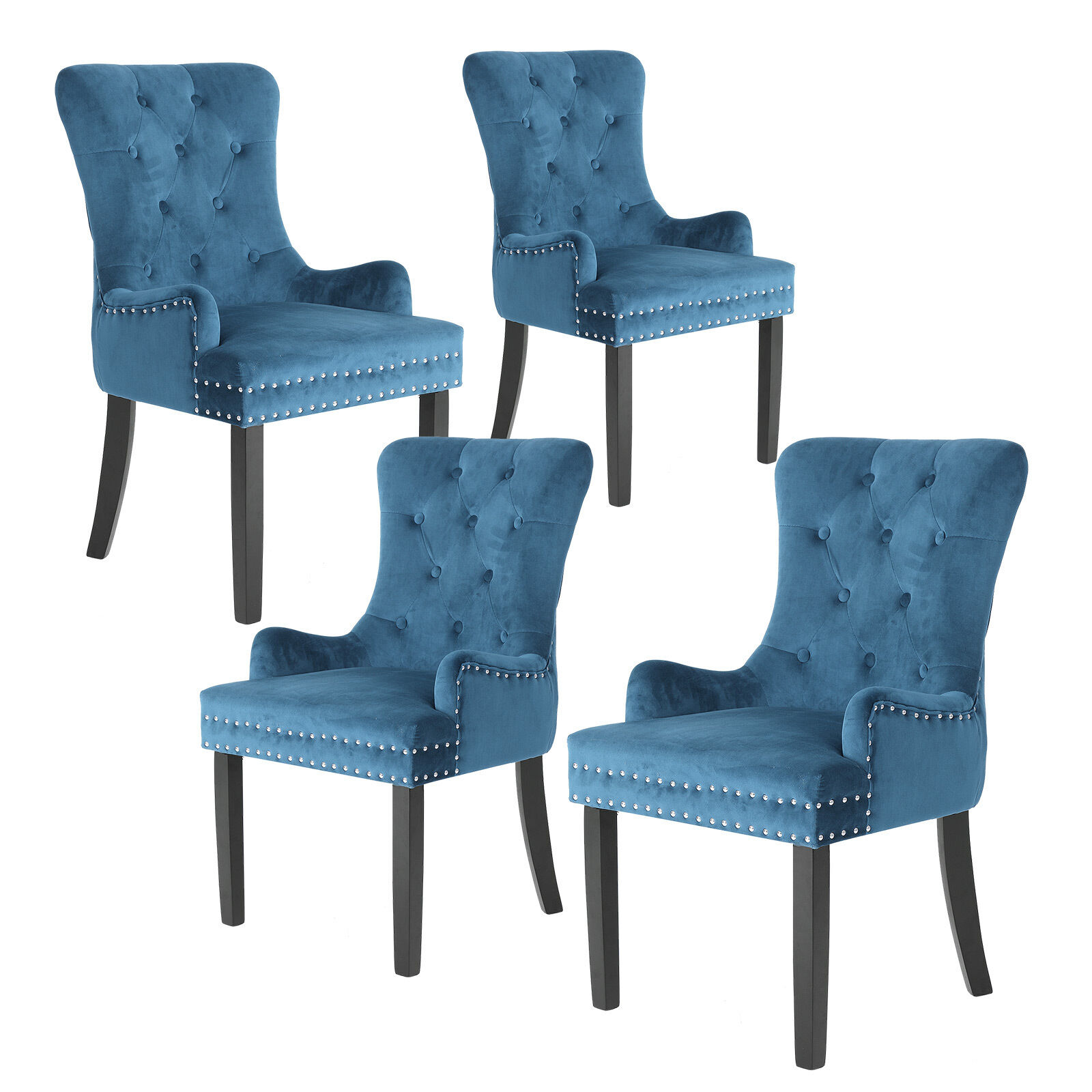 French Provincial Dining Chair Ring Studded Lisse Velvet Rubberwood Price