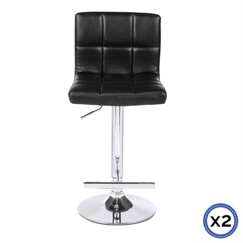 2X Bar Stools Faux Leather Mid High Back Adjustable Crome Base Gas Lift Swivel Chairs Price