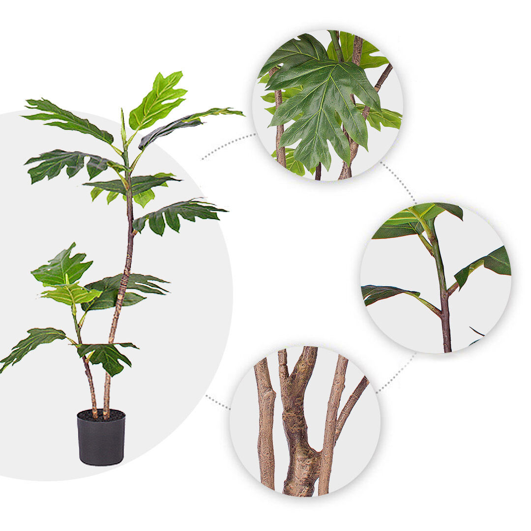 90cm 2-Trunk Artificial Natural Green Split-Leaf Philodendron Tree Fake Tropical Indoor Plant Home Office Décor Price