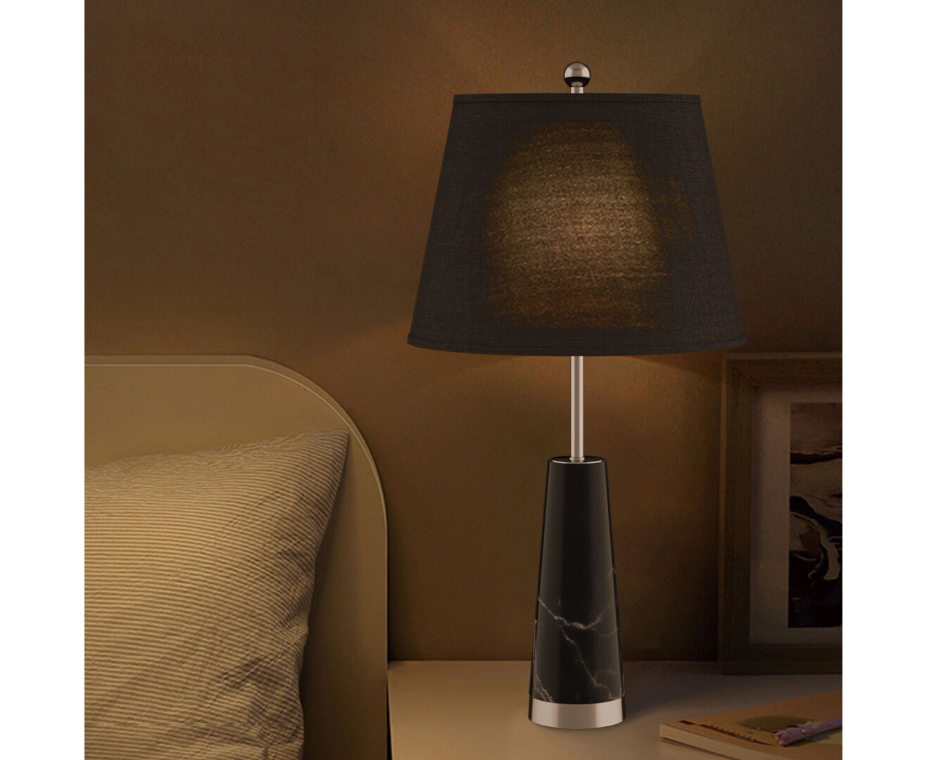 68cm Black Marble Bedside Desk Table Lamp Living Room Shade with Cone Shape Base Price