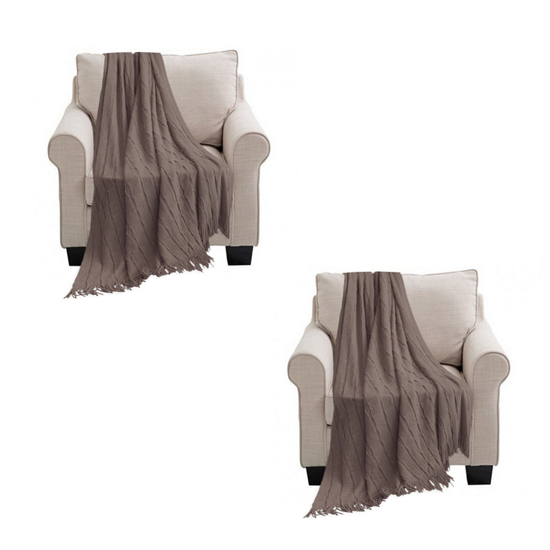 Textured Knitted Throw Blanket Warm Cozy Woven Cover Couch Bed Sofa Home Decor with Tassels Price