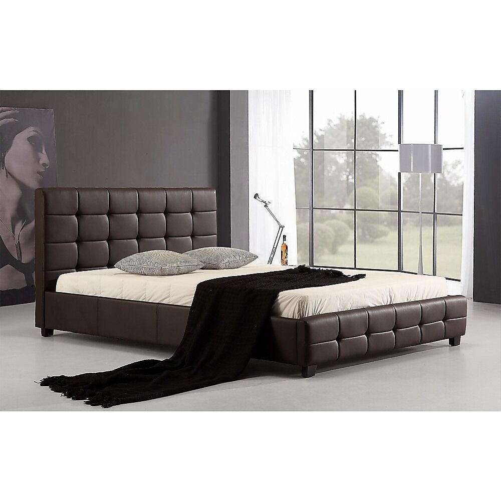 Arrow Double PU Leather Deluxe Bed Frame White Price
