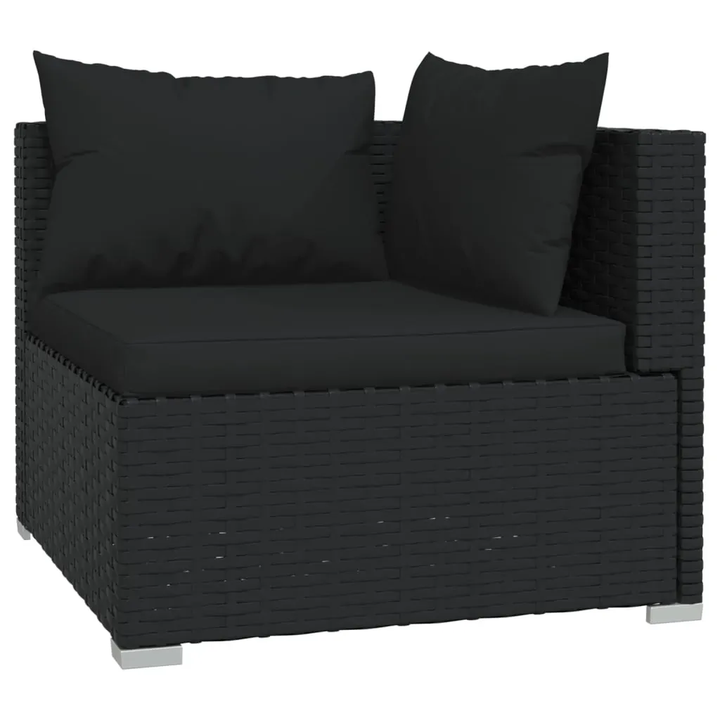 Garden Lounge Set with Cushions Poly Rattan Black Price