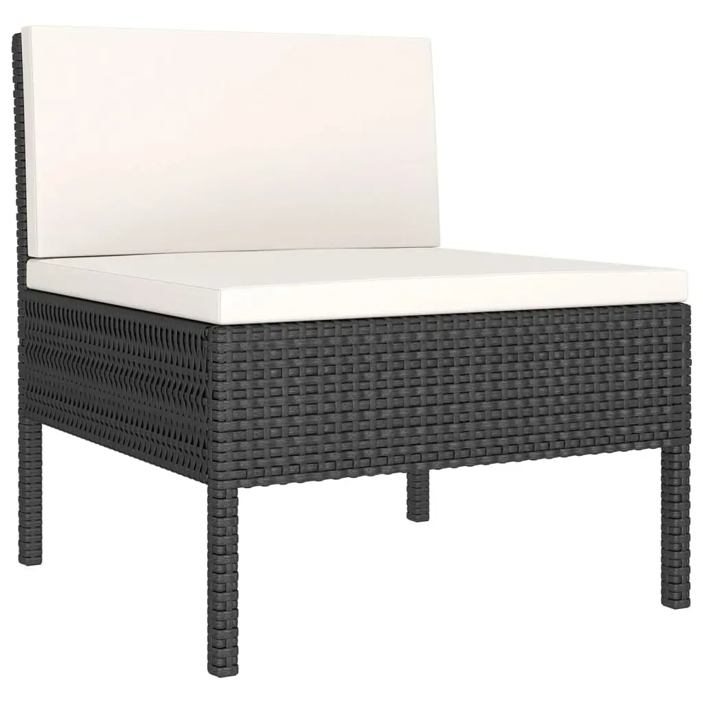 Garden Lounge Set with Cushions Poly Rattan Black Price