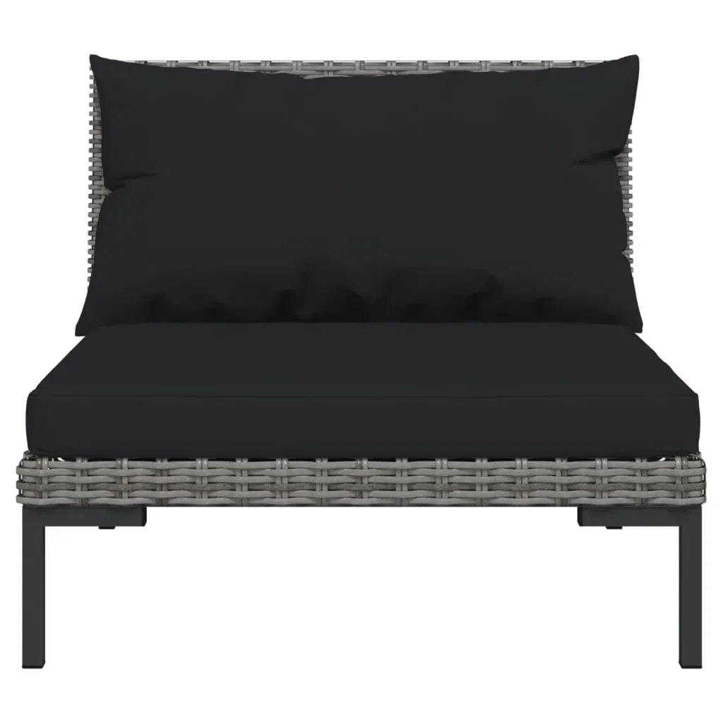 Garden Lounge Set with Cushions Poly Rattan Dark Grey Price