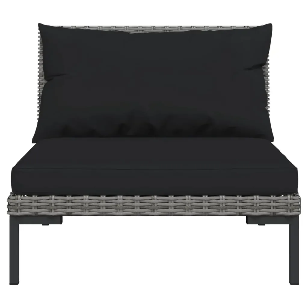 Garden Lounge Set with Cushions Poly Rattan Dark Grey Price