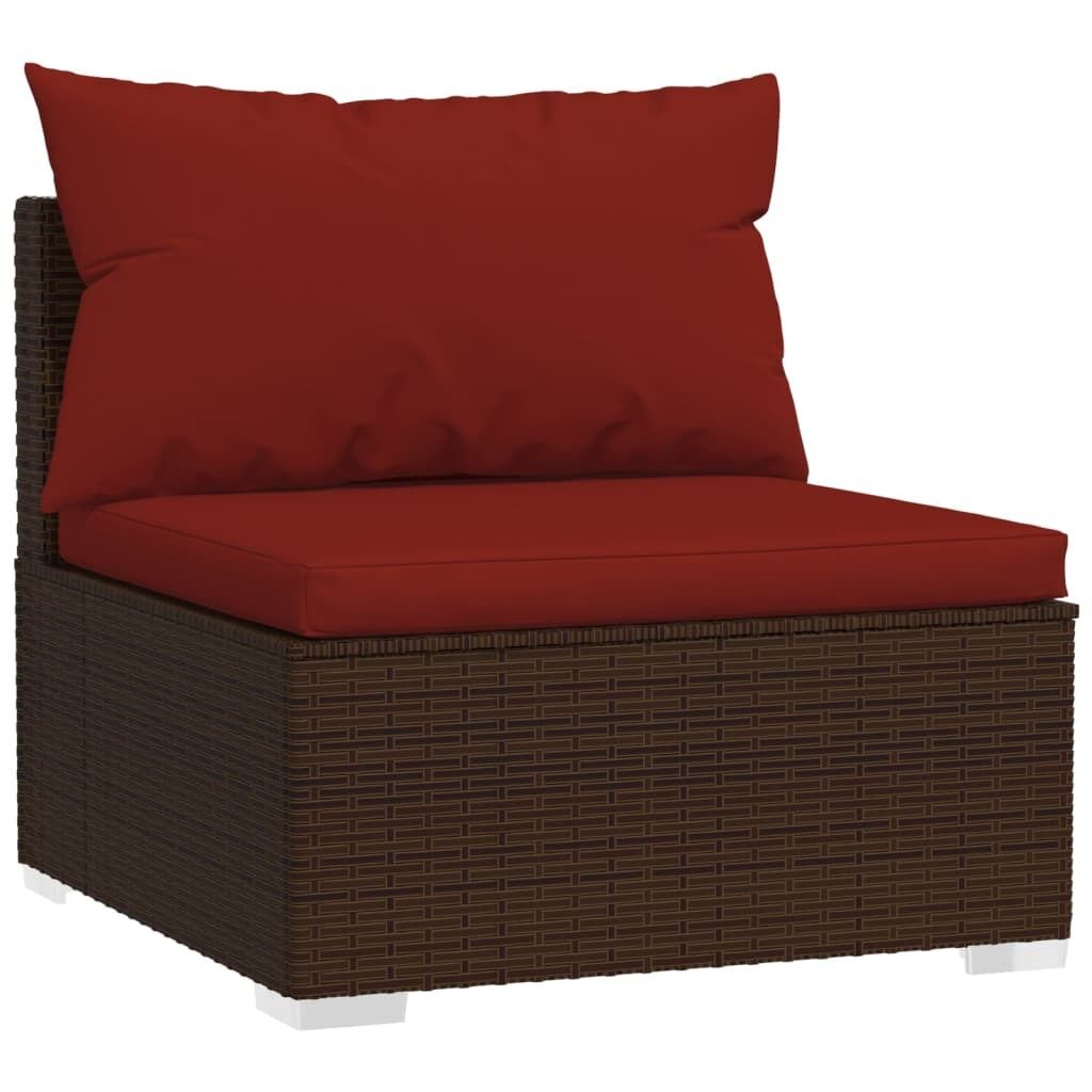 Garden Lounge Set with Cushions Poly Rattan Brown Price
