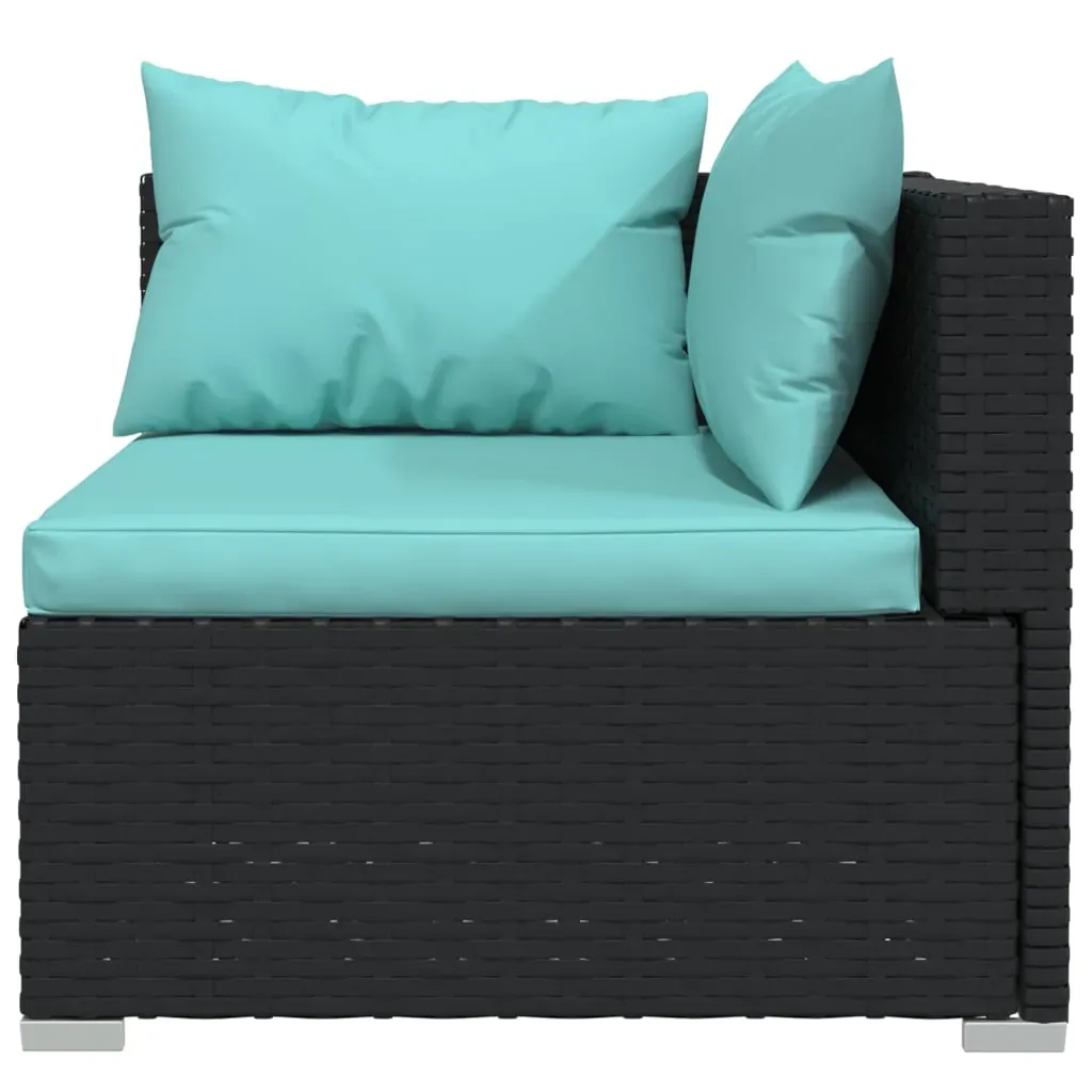 Garden Lounge Set with Cushions Poly Rattan Black Price
