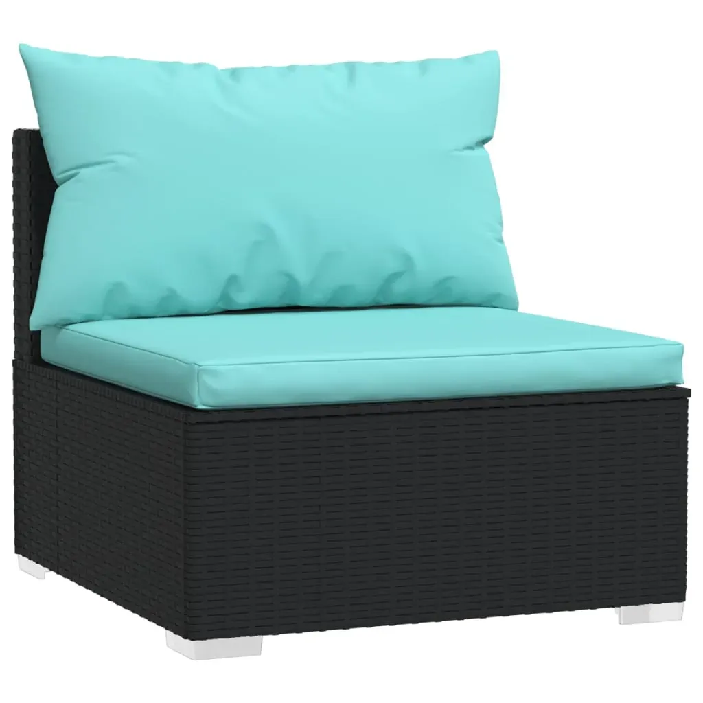Garden Lounge Set with Cushions Black Poly Rattan Price