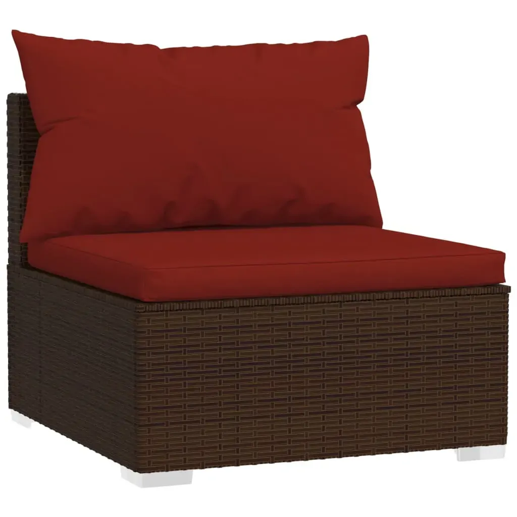 Garden Lounge Set with Cushions Brown Poly Rattan Price