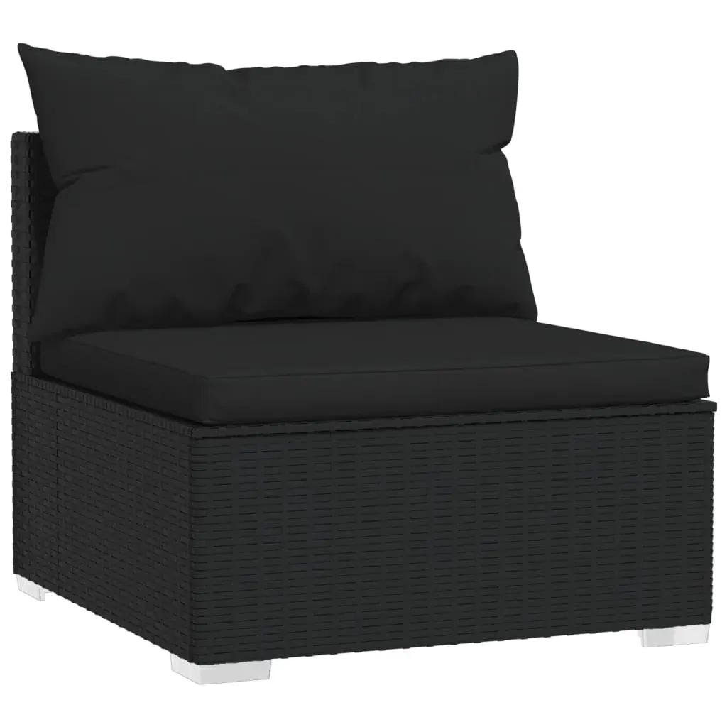 Garden Lounge Set with Cushions Poly Rattan Black Price