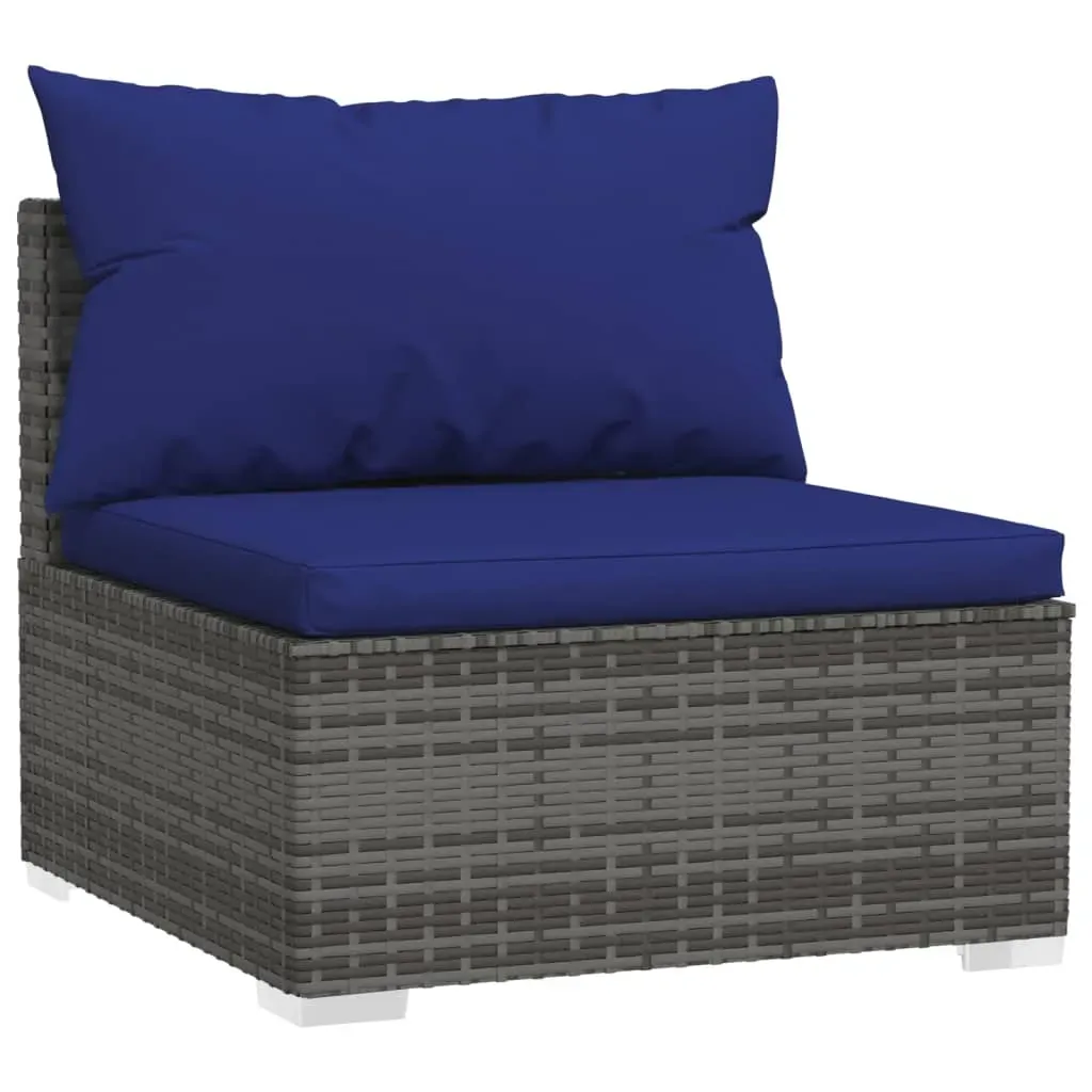 Garden Lounge Set with Cushions Poly Rattan Grey Price