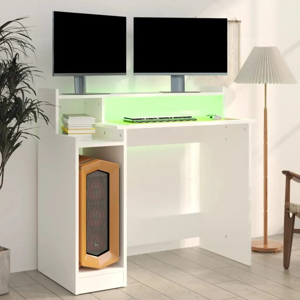 Desk with LED Lights 97x45x90 cm Engineered Wood Price