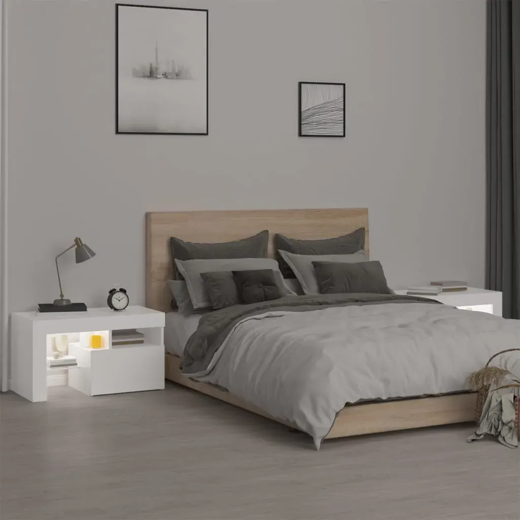 Northbrook Bedside Cabinets 2 pcs with LED Lights 70x36.5x40 cm Price