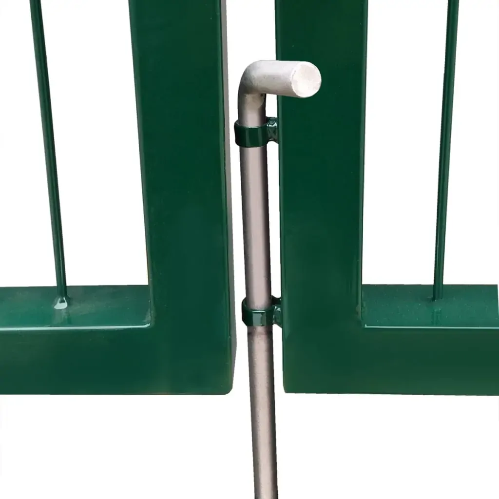 Garden Fence Gate with Posts Steel Green Price