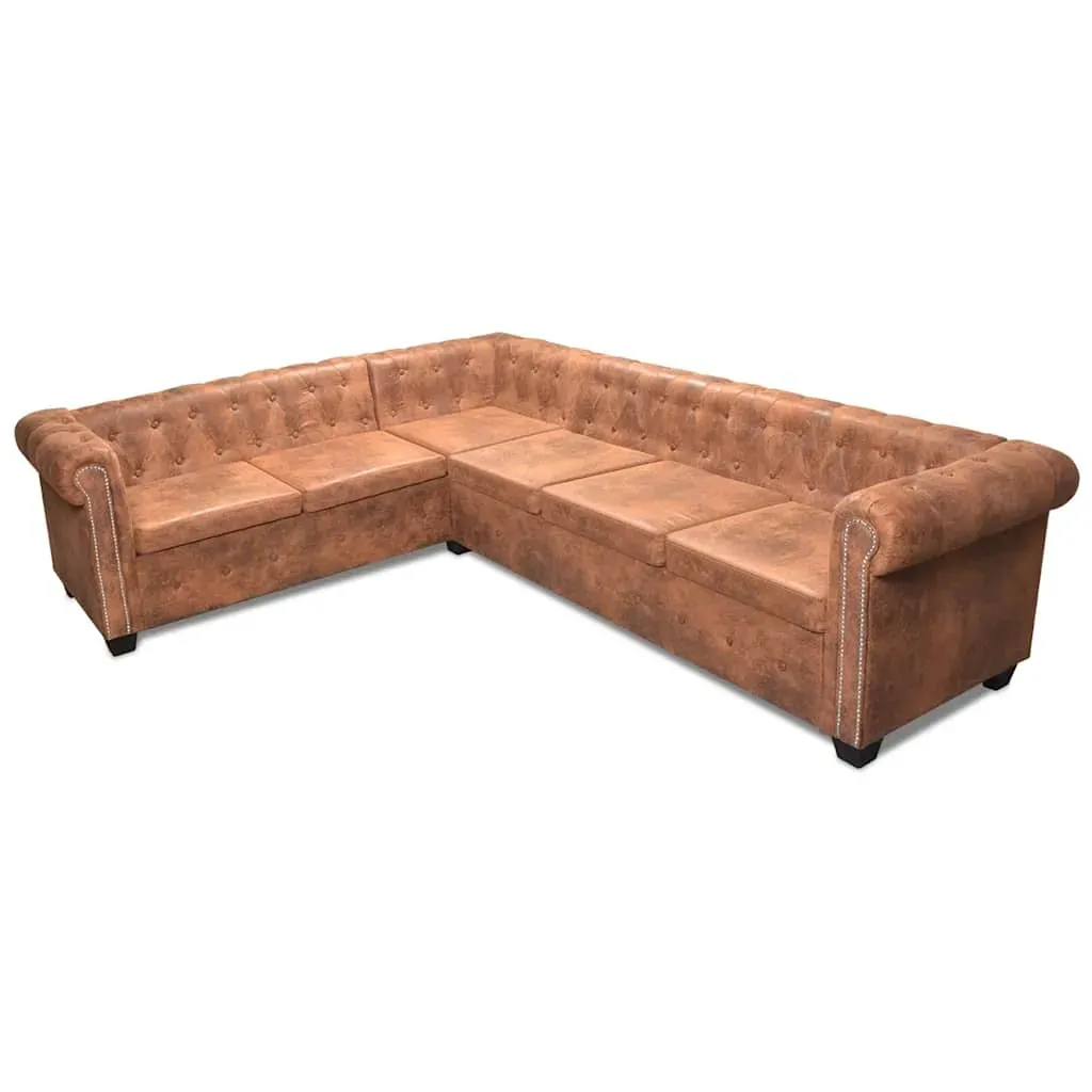 Coffeyville Chesterfield Corner Sofa 6-Seater Artificial Leather Price