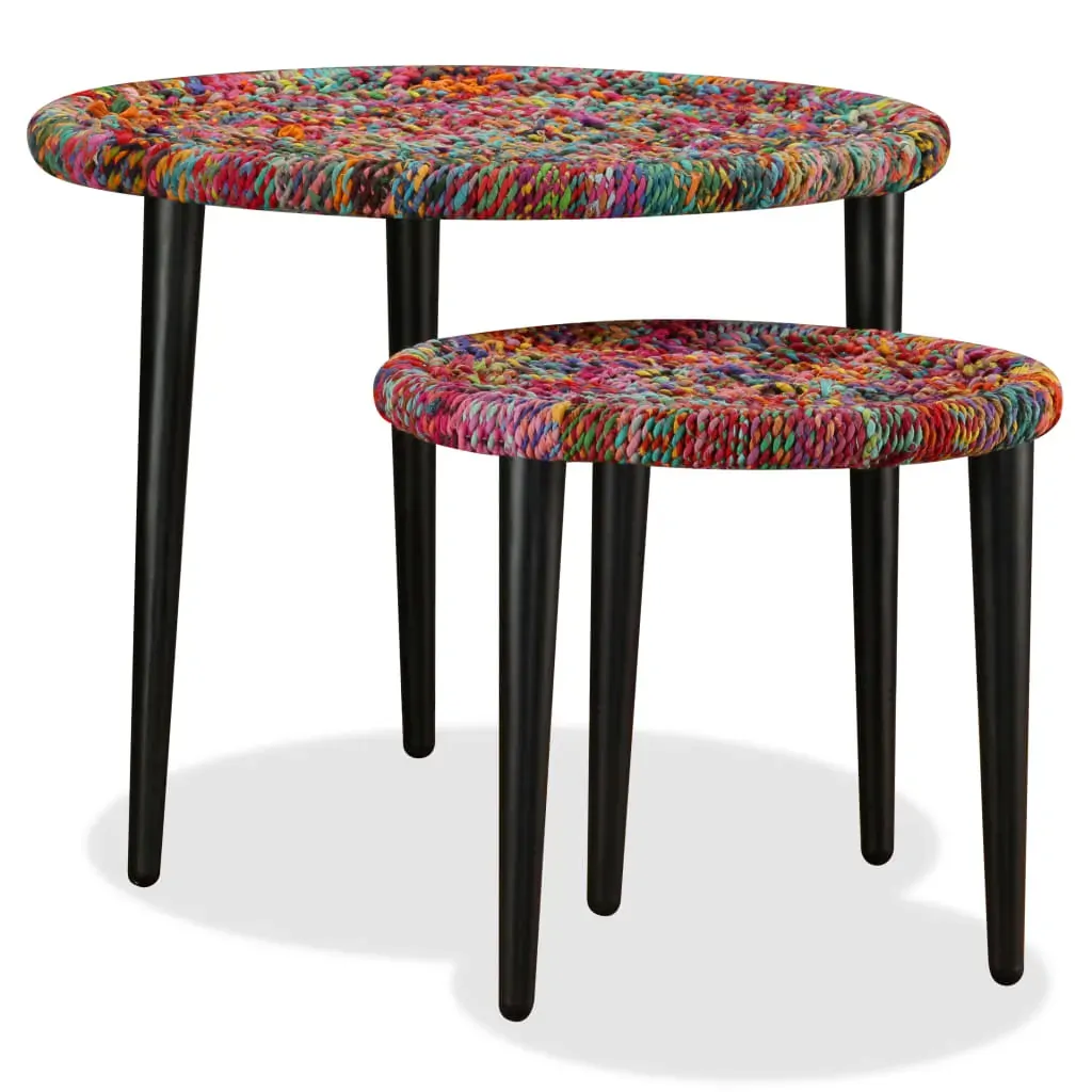Coffee Table Set 2 Pieces Chindi Weave Details Price