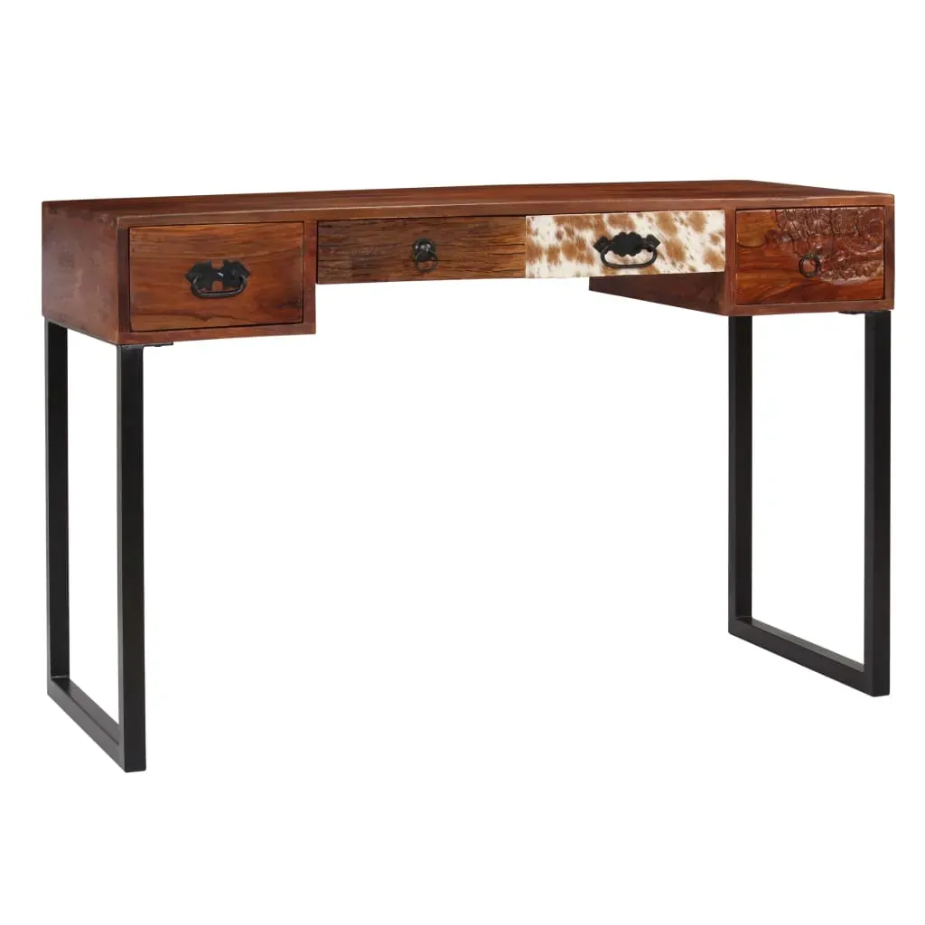 Desk Solid Sheesham Wood and Real Leather 117x50x76 cm Price