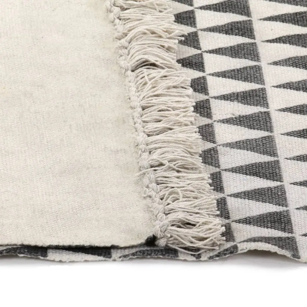 Kilim Rug Cotton with Pattern Black/White Price