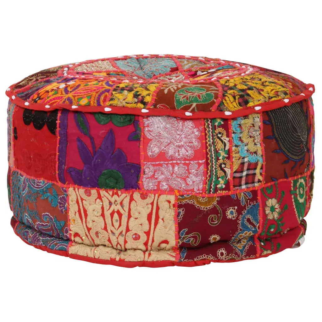 Patchwork Pouffe Round Cotton Handmade 40x20 cm Price