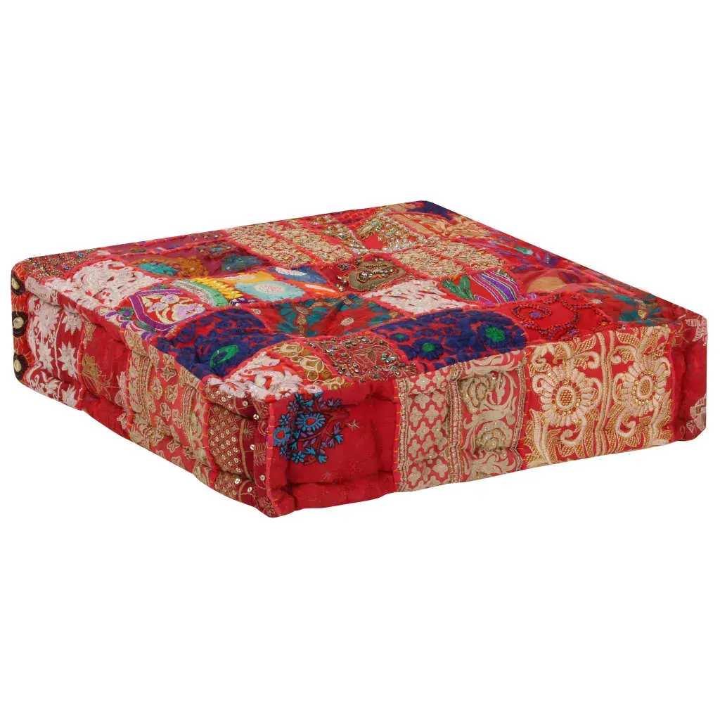 Patchwork Pouffe Square Cotton Handmade 50x50x12 cm Price