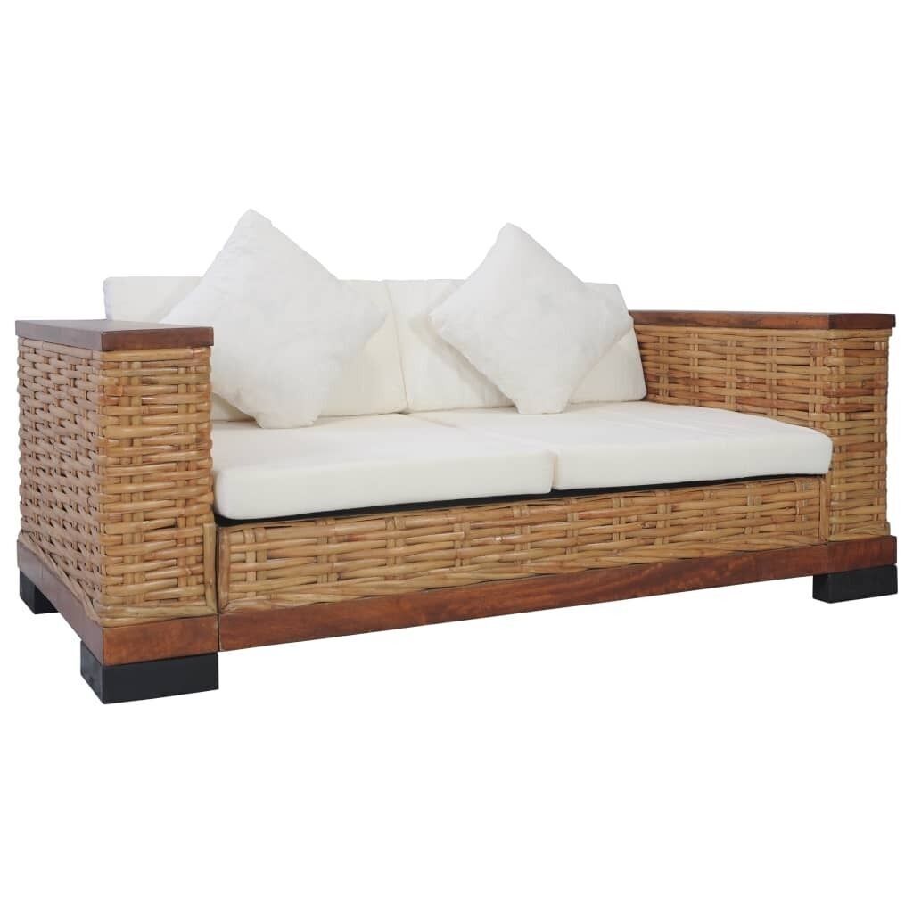 Sofa Set with Cushions Brown Natural Rattan Price