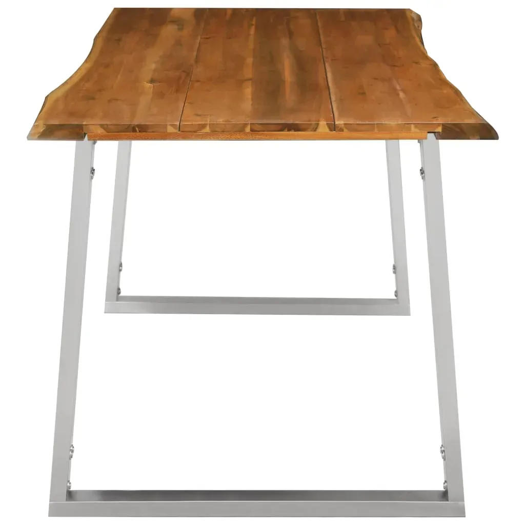 Dining Table Solid Acacia Wood and Stainless Steel Price