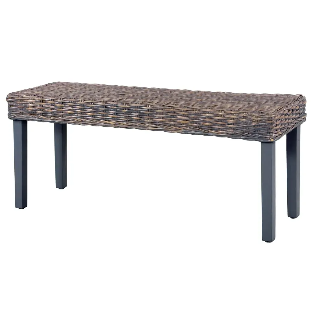 Bench 110 cm Natural Kubu Rattan and Solid Mango Wood Price