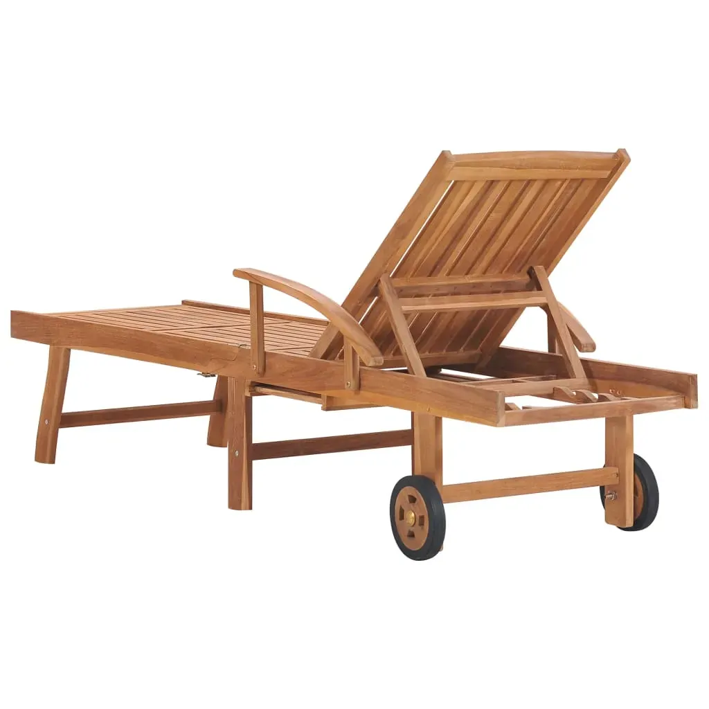 Sun Lounger with Cushion Solid Teak Wood Price