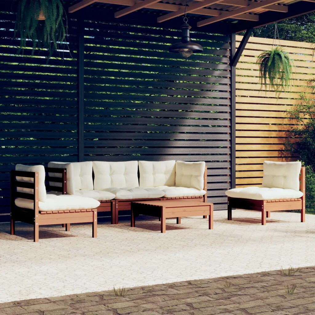 6 Piece Garden Lounge Set with Cushions Solid Pinewood Price