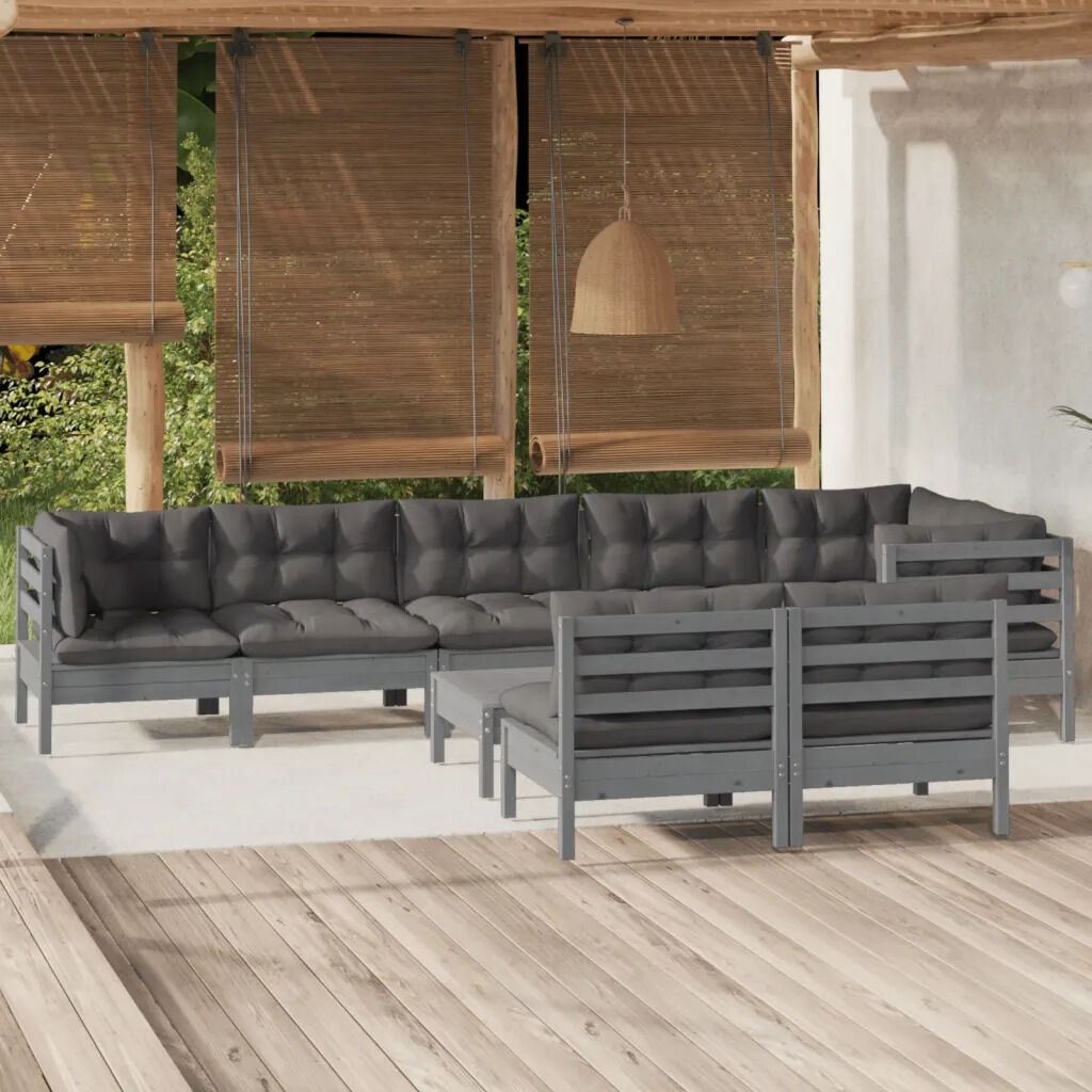 9 Piece Garden Lounge Set with Cushions Solid Pinewood Price