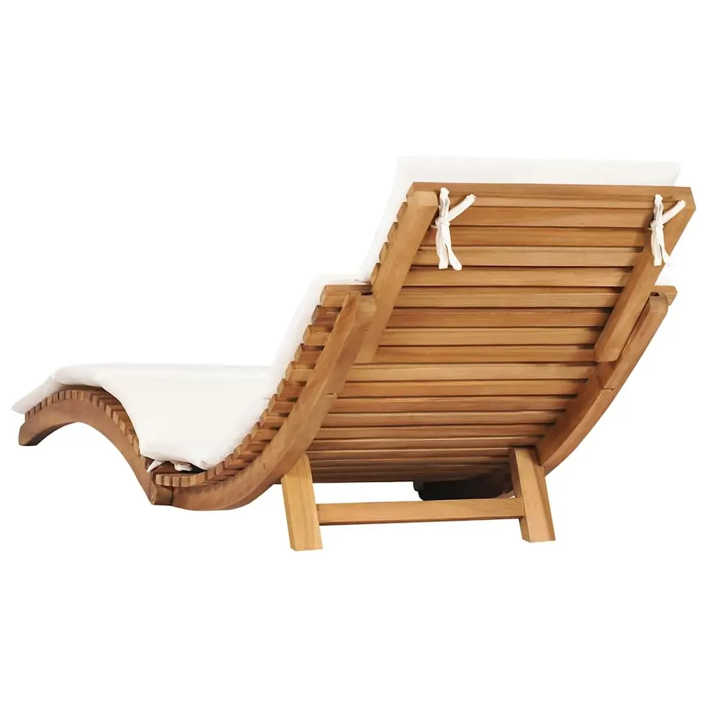 Folding Sun Lounger with Cushion Solid Teak Wood Price
