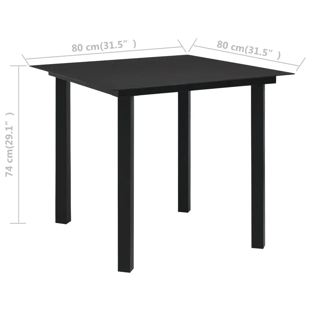 Garden Dining Table Black Steel and Glass Price