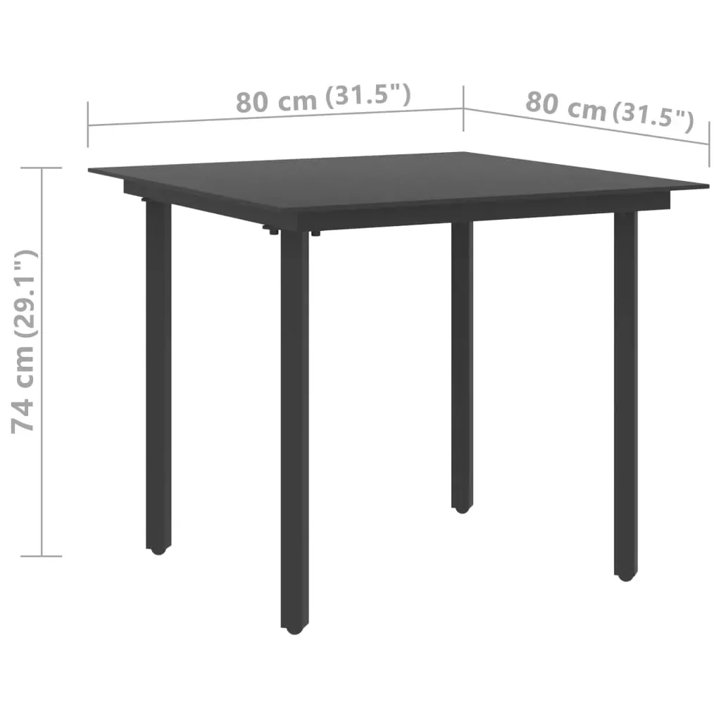 Garden Dining Table Black Steel and Glass Price