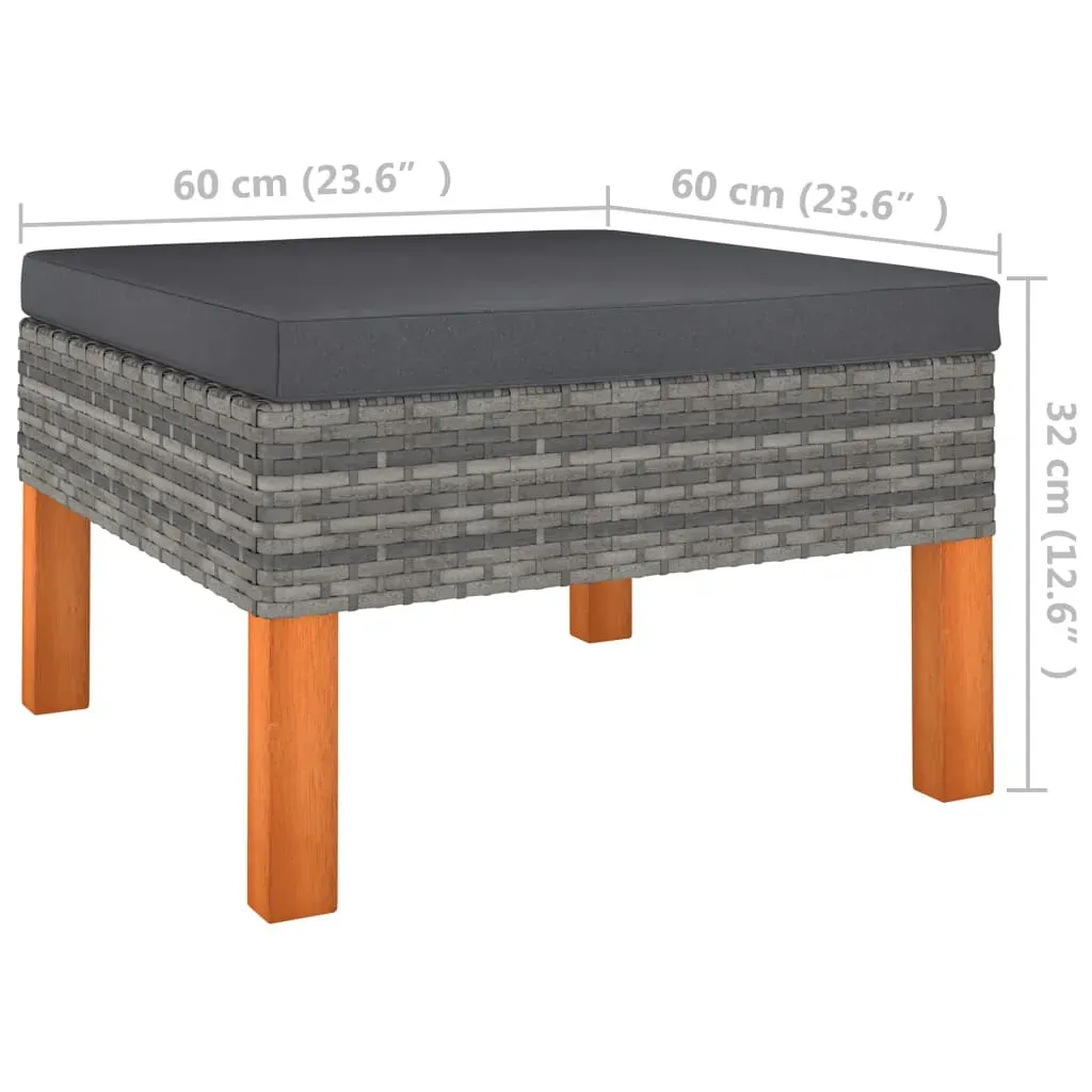 Footstool Poly Rattan and Solid Eucalyptus Wood Price