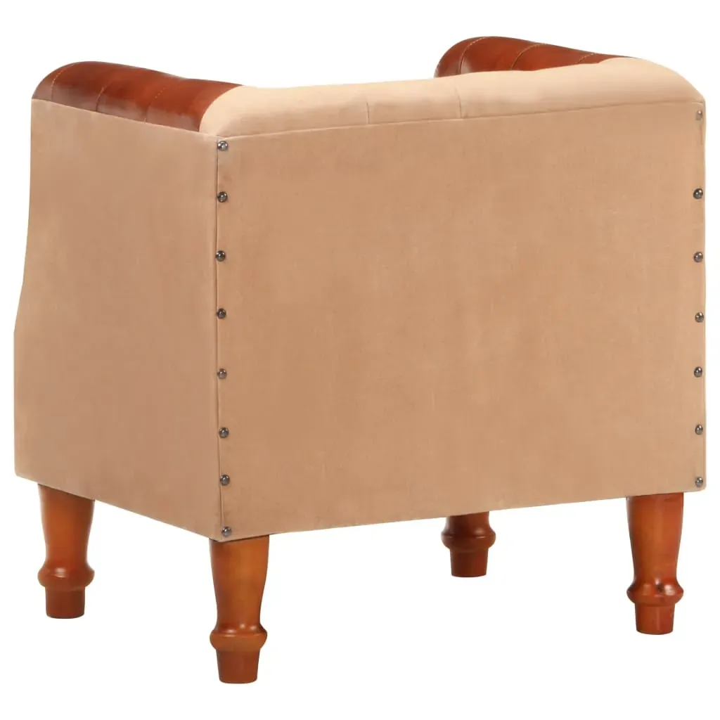Tub Chair Real Leather and Solid Mango Wood Price