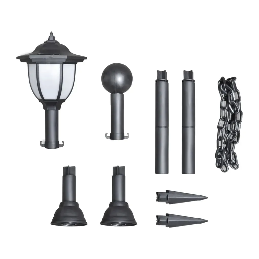 Chain Fence with Solar Lights Two LED Lamps Poles Price