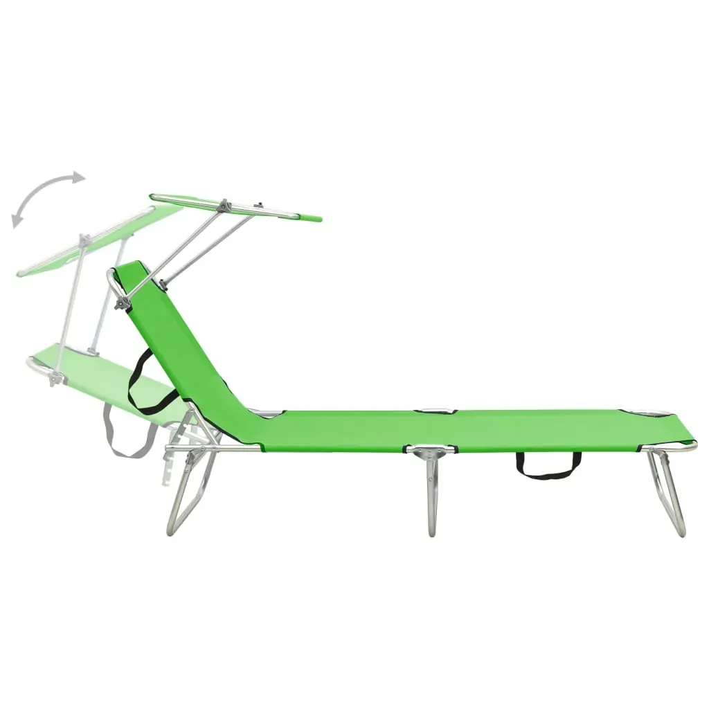 Folding Sun Lounger with Canopy Steel and Fabric Price