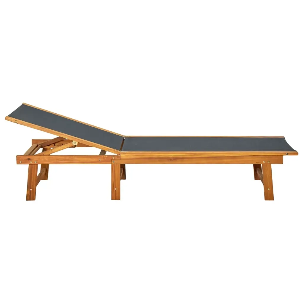 Sun Lounger Solid Acacia Wood and Textilene Price